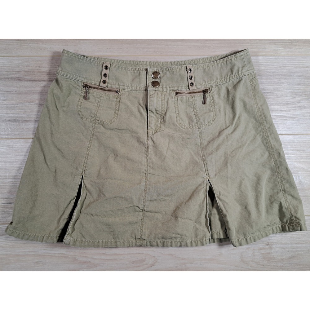 DKNY Jeans Khaki Cargo Mini Skirt Cotton Ripstop Utility Y2K Gorpcore Womens 10